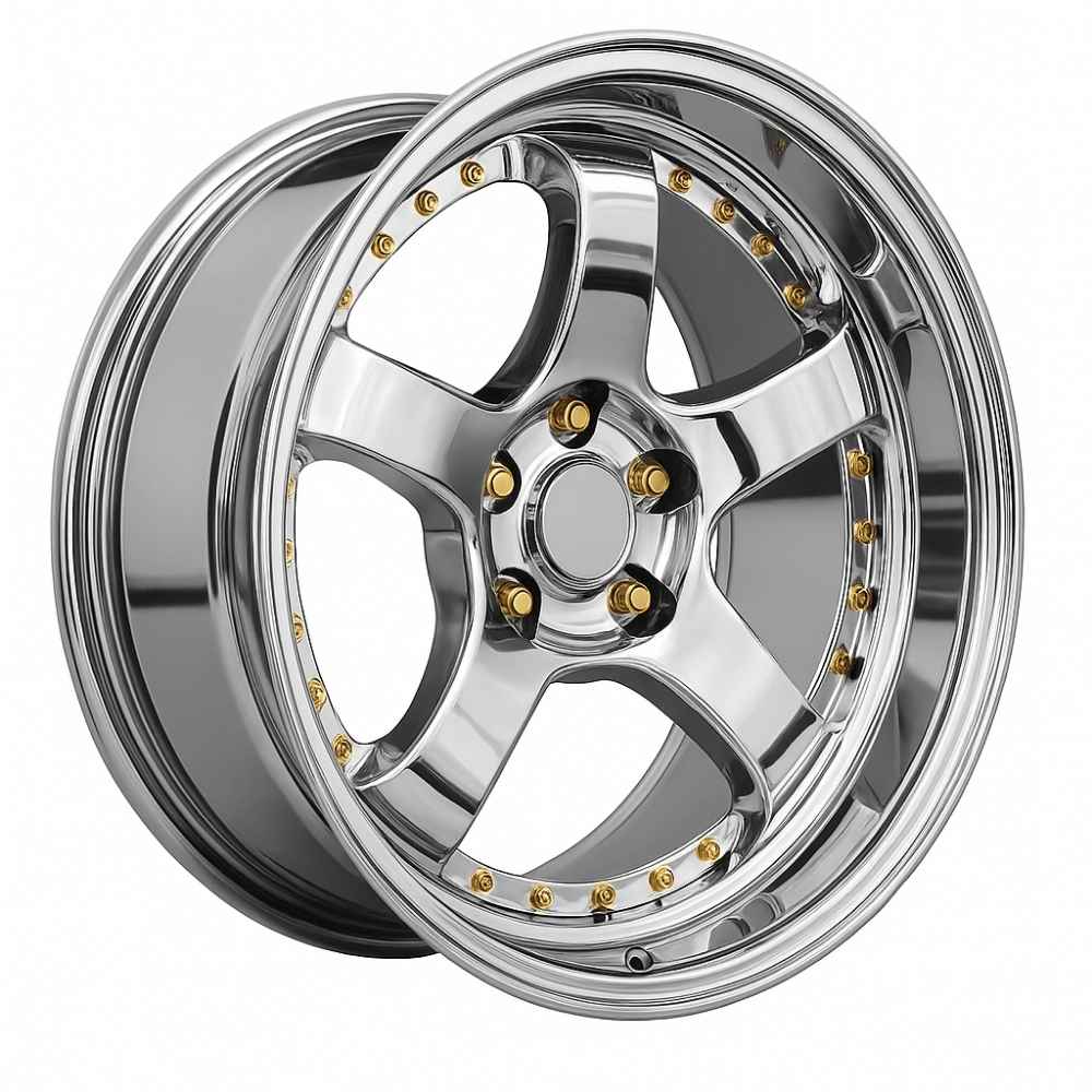 17 İnç 4x100 Chrome Gold Rivets Ön Arka Renault Clio Honda Civic Mazda 2 Uyumlu Jant Takımı