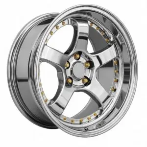 17 İnç 4x108 Chrome R1W-L002 Ford Fiesta Peugeot 207 Citroen C3 Uyumlu Ön Arka Jant Takımı - 7.5J ET35 ön 9J ET20 arka 4x108 jant takımı