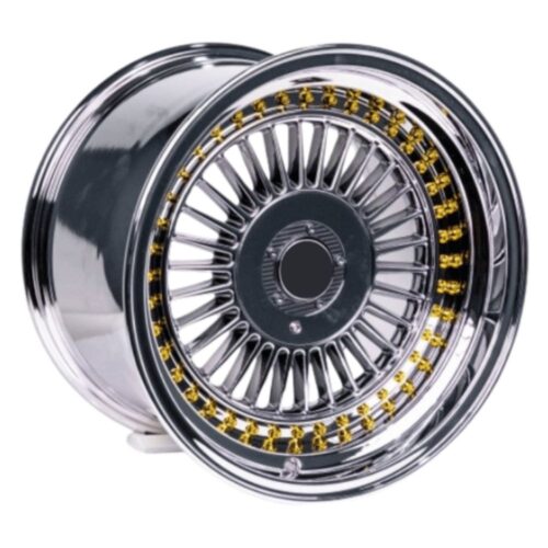 16 İnç 4×100-108 Ön Arka VC Chrome Gold Rivets Fiat Renault Hyundai Dacia Uyumlu Jant Takımı