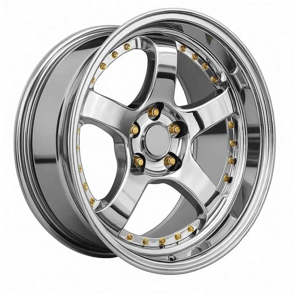 18 inç 4x100 Chrome Gold Rivets Renault Clio Honda Civic Opel Corsa uyumlu jant takımı